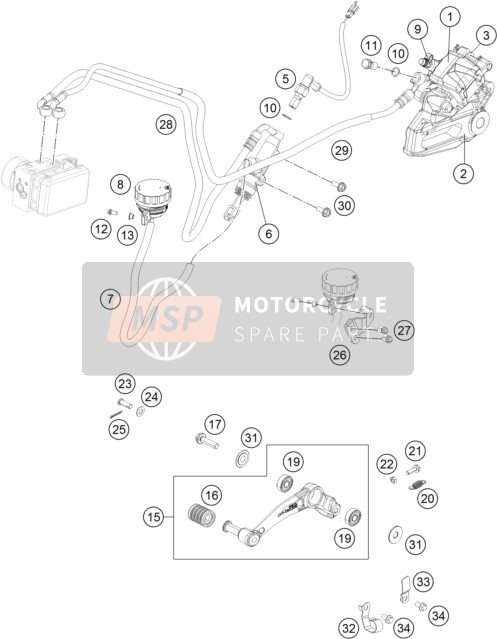 KTM 250 DUKE BL. ABS CKD Malaysia 2016 Rear Brake Caliper for a 2016 KTM 250 DUKE BL. ABS CKD Malaysia