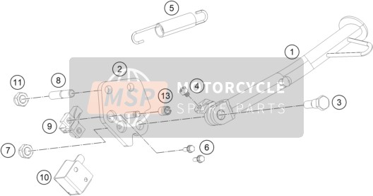 KTM 250 Duke, orange China 2018 Côté / Béquille centrale pour un 2018 KTM 250 Duke, orange China