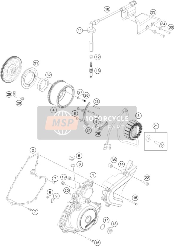 KTM 250 Duke, orange, CKD Malaysia 2017 Ignition System for a 2017 KTM 250 Duke, orange, CKD Malaysia