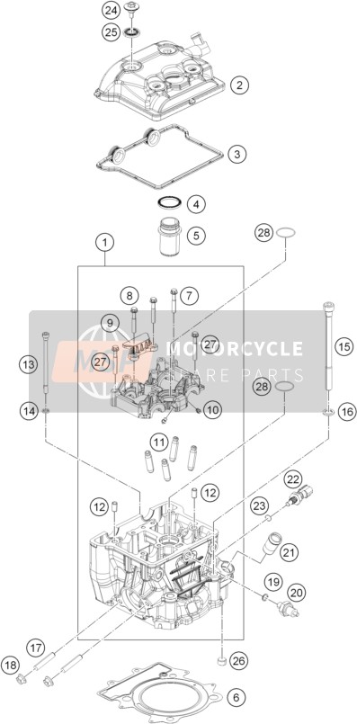 KTM 250 DUKE WH. ABS B.D. Europe 2015 Cylinder Head for a 2015 KTM 250 DUKE WH. ABS B.D. Europe