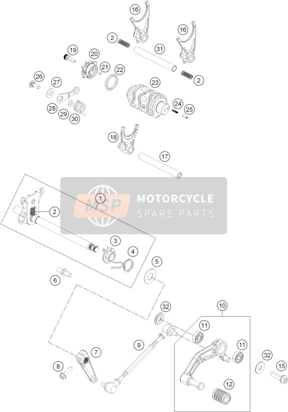 KTM 250 DUKE WHITE ABS CKD Thailand 2015 Shifting Mechanism for a 2015 KTM 250 DUKE WHITE ABS CKD Thailand