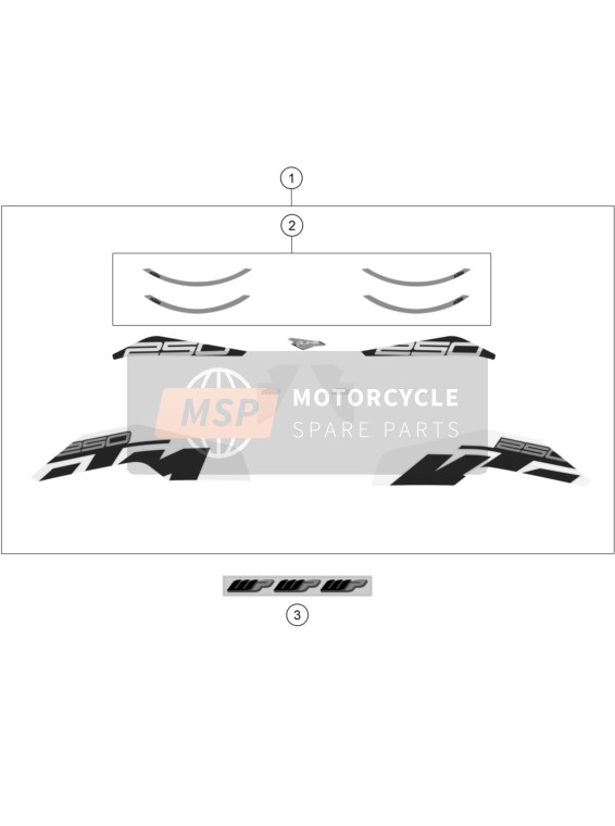 KTM 250 Duke, white, w/o ABS-CKD Colombia 2019 Decal for a 2019 KTM 250 Duke, white, w/o ABS-CKD Colombia