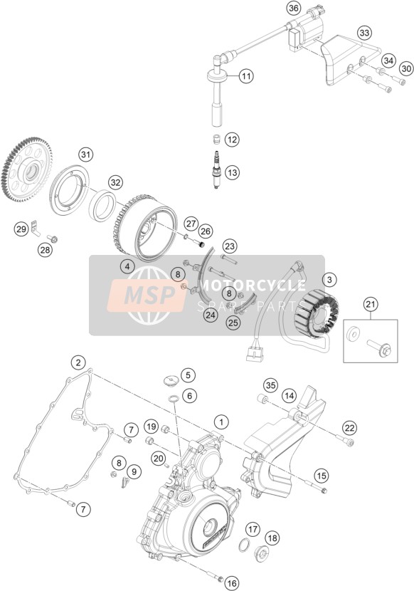 KTM 250 Duke, white, w/o ABS-CKD Colombia 2019 Ignition System for a 2019 KTM 250 Duke, white, w/o ABS-CKD Colombia