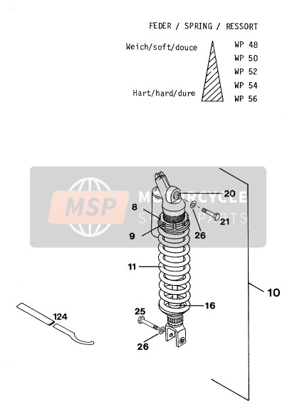 KTM 250 EGS M/O 12KW Europe 1994 Shock Absorber for a 1994 KTM 250 EGS M/O 12KW Europe