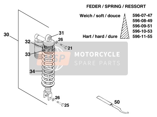 KTM 250 EGS M/O 12KW Europe 1996 Shock Absorber for a 1996 KTM 250 EGS M/O 12KW Europe