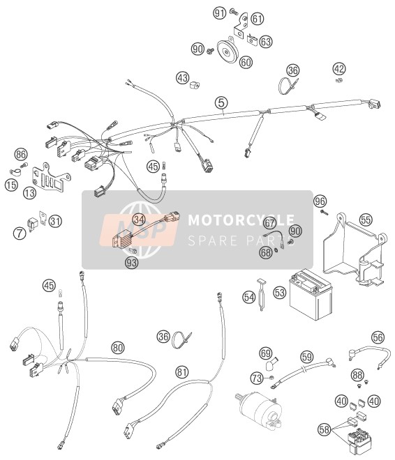 KTM 250 EXC-F Europe 2006 Faisceau de câblage pour un 2006 KTM 250 EXC-F Europe