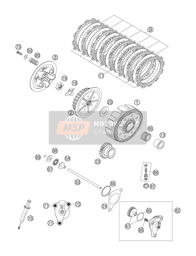 KTM 250 EXC-F Europe 2007 Embrayage pour un 2007 KTM 250 EXC-F Europe