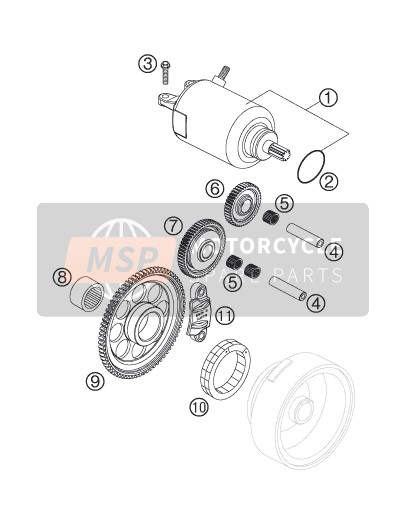 KTM 250 EXC-F Europe 2007 Elektrischer Anlasser für ein 2007 KTM 250 EXC-F Europe