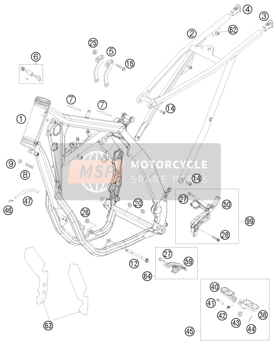 KTM 250 EXC-F Europe 2008 Frame for a 2008 KTM 250 EXC-F Europe