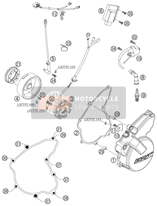 KTM 250 EXC-F Europe 2009 Sistema de encendido para un 2009 KTM 250 EXC-F Europe