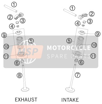 KTM 250 EXC-F Europe 2009 Accionamiento de válvula para un 2009 KTM 250 EXC-F Europe
