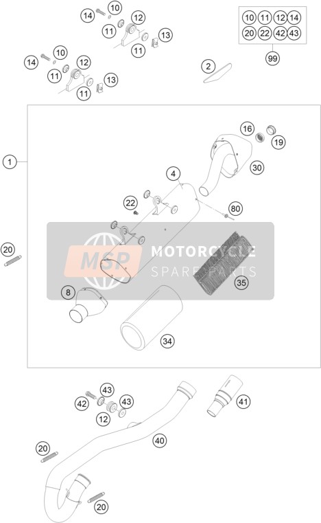 KTM 250 EXC-F Europe 2011 Système d'échappement pour un 2011 KTM 250 EXC-F Europe