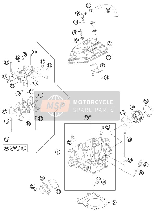 KTM 250 EXC-F Australia 2012 Cylinder Head for a 2012 KTM 250 EXC-F Australia