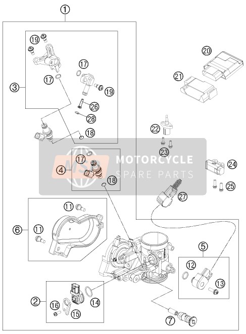 KTM 250 EXC-F Europe 2012 Throttle Body for a 2012 KTM 250 EXC-F Europe