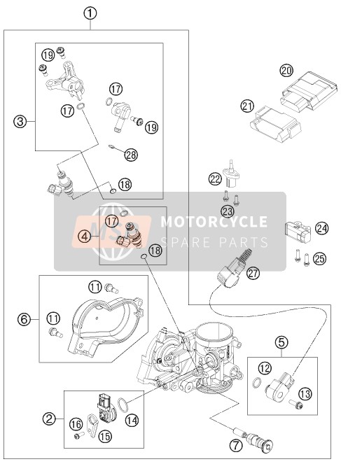 KTM 250 EXC-F Europe 2013 Throttle Body for a 2013 KTM 250 EXC-F Europe