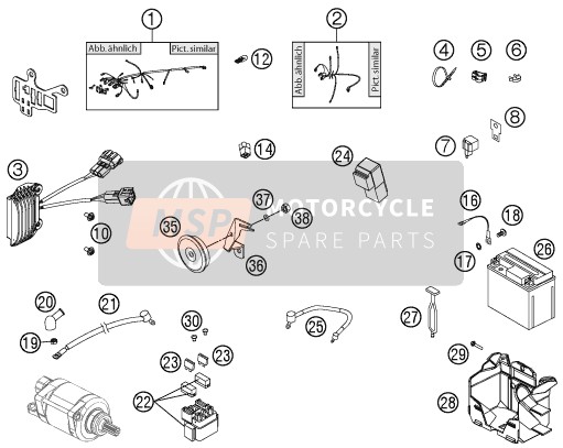 KTM 250 EXC-F Australia 2013 Arnés de cableado para un 2013 KTM 250 EXC-F Australia