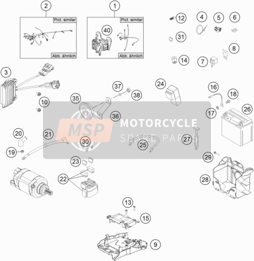 KTM 250 EXC-F Europe 2014 Arnés de cableado para un 2014 KTM 250 EXC-F Europe