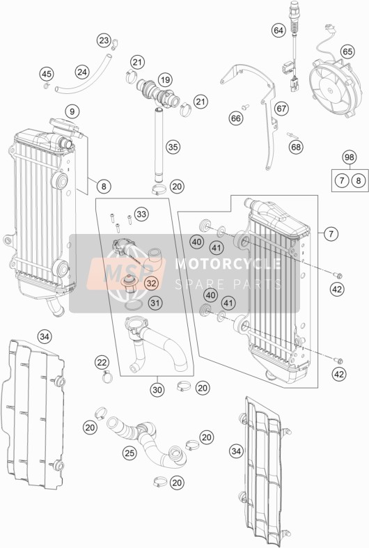 KTM 250 EXC-F Australia 2015 Kühlmittelsystem für ein 2015 KTM 250 EXC-F Australia