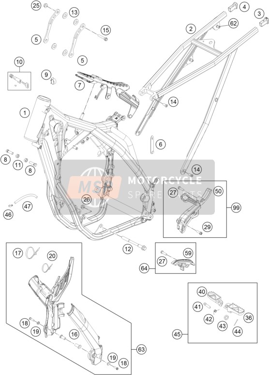 KTM 250 EXC-F Australia 2015 Frame for a 2015 KTM 250 EXC-F Australia