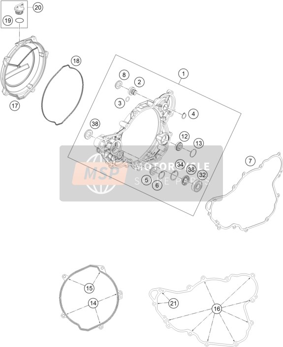 KTM 250 EXC-F Europe 2016 Clutch Cover for a 2016 KTM 250 EXC-F Europe