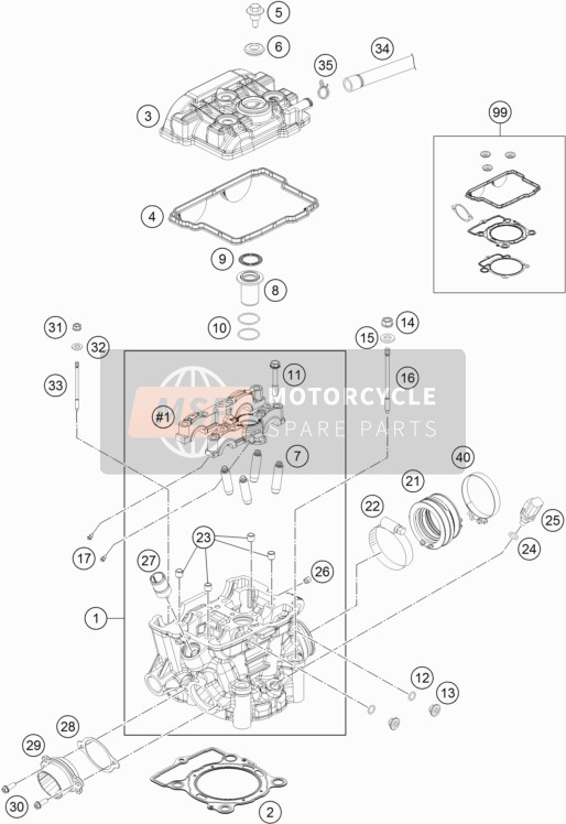 KTM 250 EXC-F Europe 2016 Cylinder Head for a 2016 KTM 250 EXC-F Europe