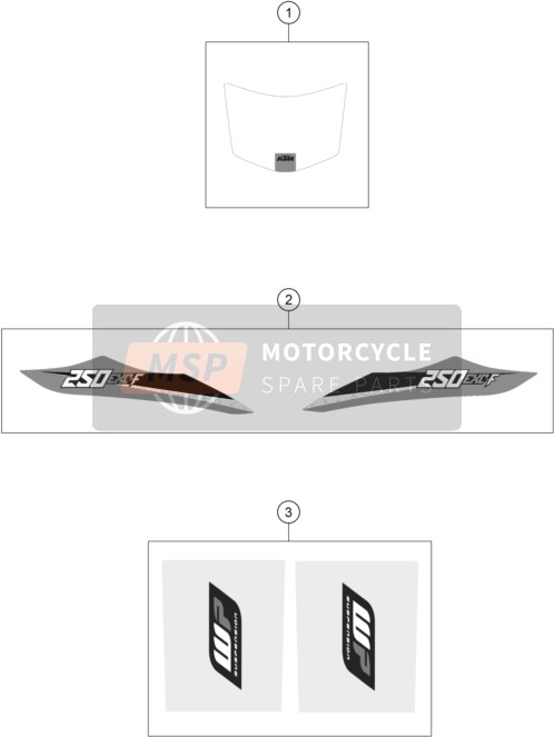 KTM 250 EXC-F Europe 2016 Calcomanía para un 2016 KTM 250 EXC-F Europe
