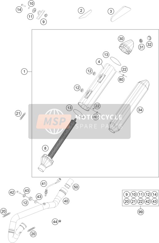 KTM 250 EXC-F Australia 2016 Système d'échappement pour un 2016 KTM 250 EXC-F Australia