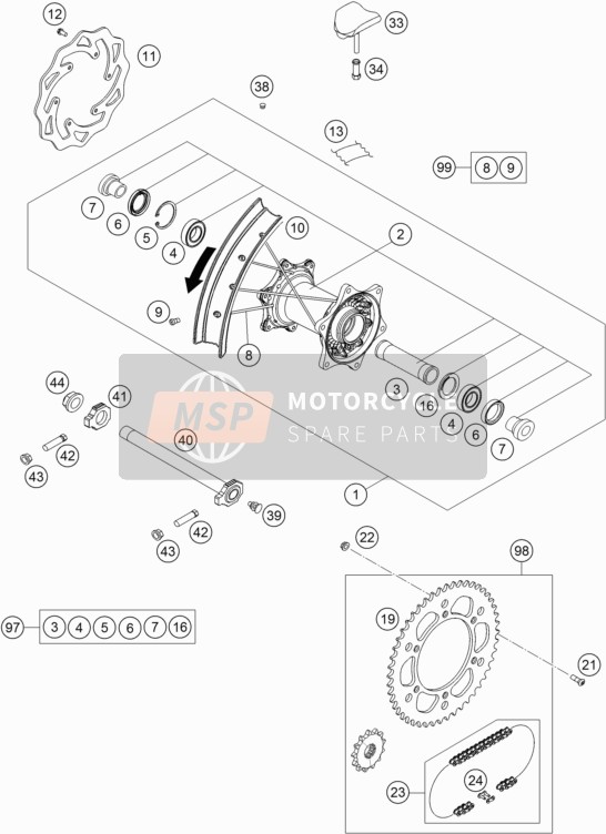 KTM 250 EXC-F Australia 2016 Rear Wheel for a 2016 KTM 250 EXC-F Australia