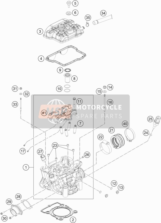 KTM 250 EXC-F Europe 2017 Cylinder Head for a 2017 KTM 250 EXC-F Europe
