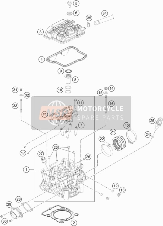 KTM 250 EXC-F USA 2017 Cylinder Head for a 2017 KTM 250 EXC-F USA