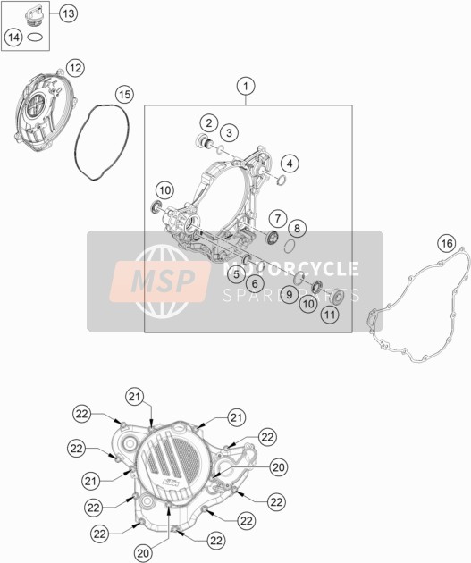 KTM 250 EXC-F Europe 2018 Tapa del embrague para un 2018 KTM 250 EXC-F Europe