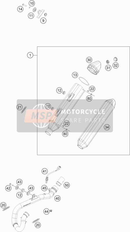 KTM 250 EXC-F USA 2018 Système d'échappement pour un 2018 KTM 250 EXC-F USA