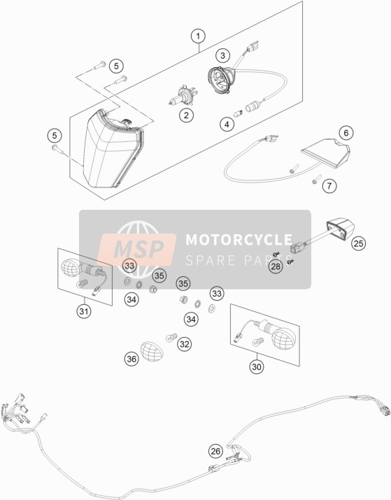 KTM 250 EXC-F Australia 2018 Système d'éclairage pour un 2018 KTM 250 EXC-F Australia