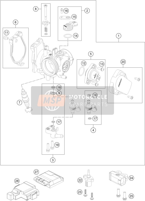 KTM 250 EXC-F Europe 2018 Throttle Body for a 2018 KTM 250 EXC-F Europe