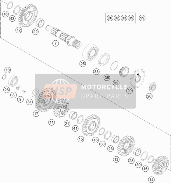 KTM 250 EXC-F Europe 2018 Transmission II - Counter Shaft for a 2018 KTM 250 EXC-F Europe