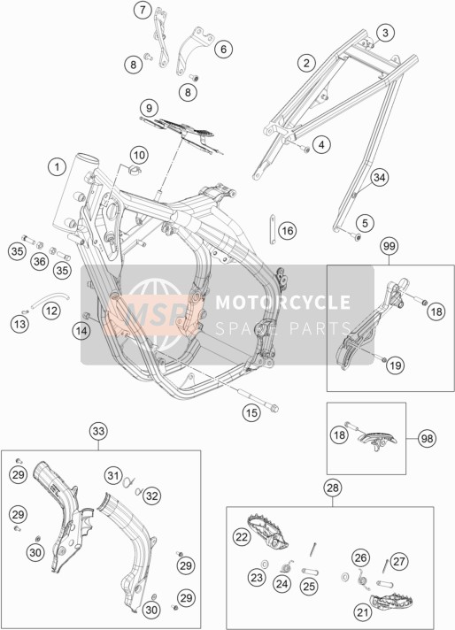 KTM 250 EXC-F USA 2019 Frame for a 2019 KTM 250 EXC-F USA