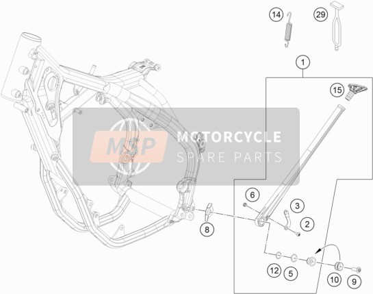 KTM 250 EXC-F Europe 2020 Lato / Cavalletto centrale per un 2020 KTM 250 EXC-F Europe