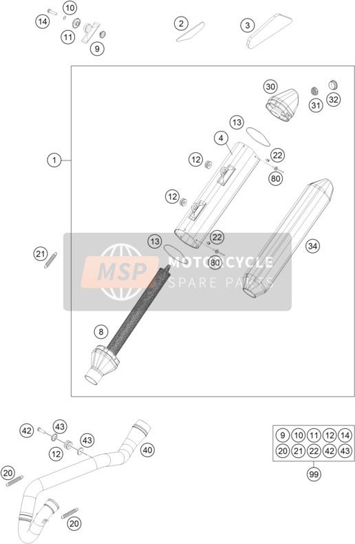 KTM 250 EXC-F CKD Brazil 2015 Uitlaatsysteem voor een 2015 KTM 250 EXC-F CKD Brazil