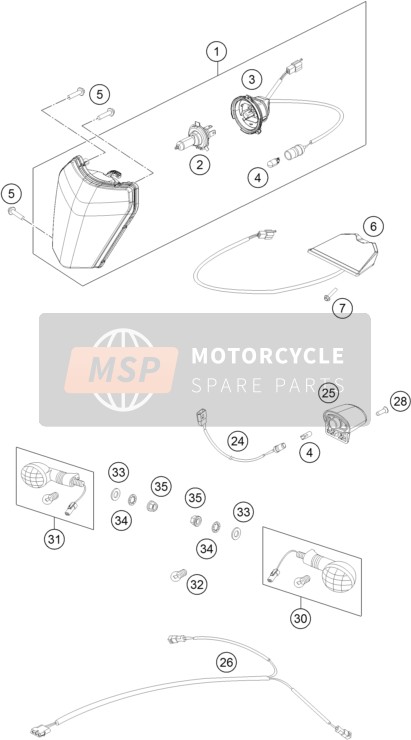 KTM 250 EXC-F CKD Brazil 2015 Système d'éclairage pour un 2015 KTM 250 EXC-F CKD Brazil