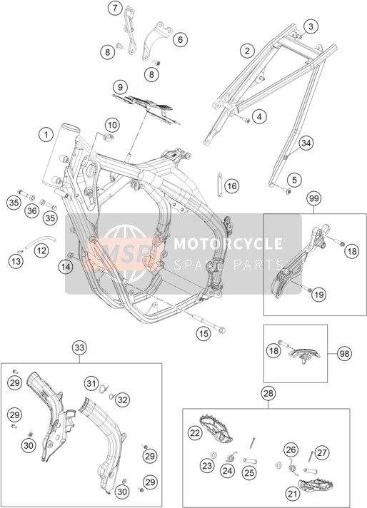 KTM 250 EXC-F CKD Argentina 2018 Frame for a 2018 KTM 250 EXC-F CKD Argentina