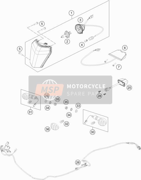 KTM 250 EXC-F CKD Brazil 2018 BELEUCHTUNGSSYSTEM für ein 2018 KTM 250 EXC-F CKD Brazil