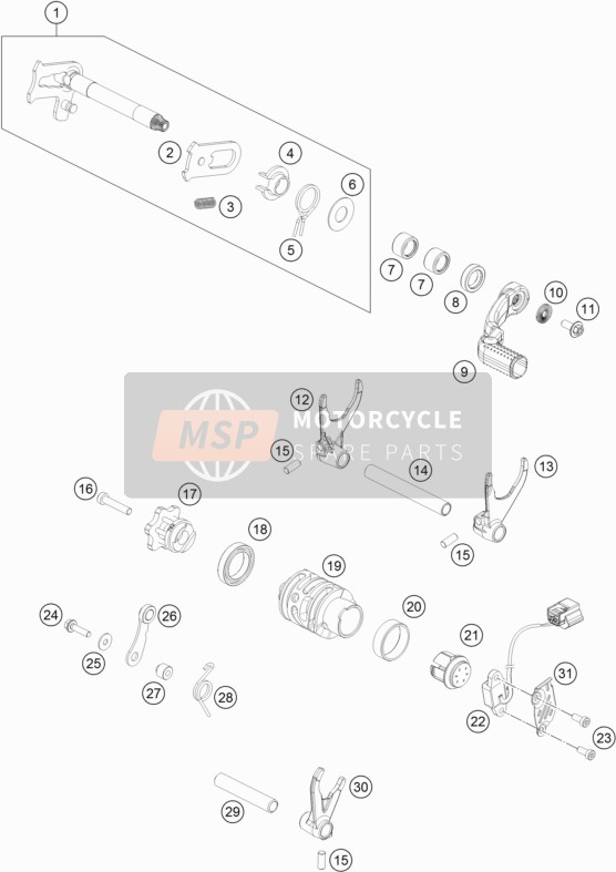 KTM 250 EXC-F CKD Argentina 2018 Schakelmechanisme voor een 2018 KTM 250 EXC-F CKD Argentina