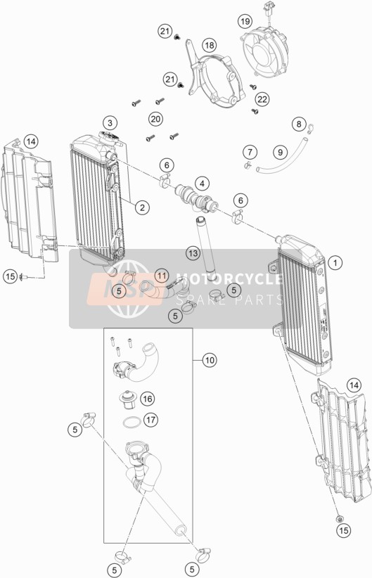 KTM 250 EXC-F CKD Argentina 2019 Système de refroidissement pour un 2019 KTM 250 EXC-F CKD Argentina