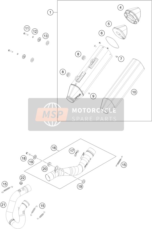 KTM 250 EXC-F CKD Brazil 2020 Système d'échappement pour un 2020 KTM 250 EXC-F CKD Brazil