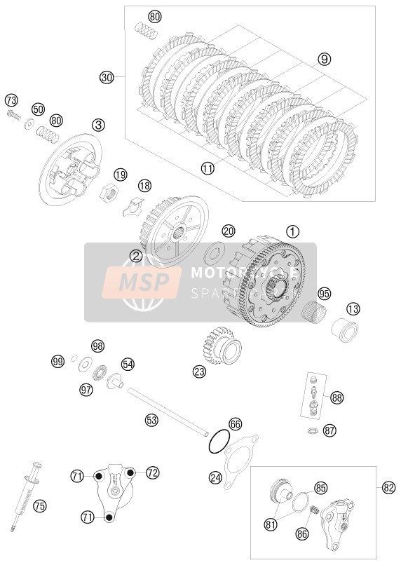 KTM 250 EXC-F FACTORY EDIT. Europe 2011 Clutch for a 2011 KTM 250 EXC-F FACTORY EDIT. Europe