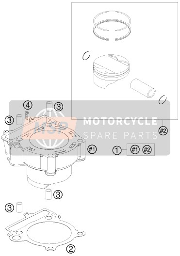 KTM 250 EXC-F FACTORY EDIT. Europe 2011 Cilinder voor een 2011 KTM 250 EXC-F FACTORY EDIT. Europe