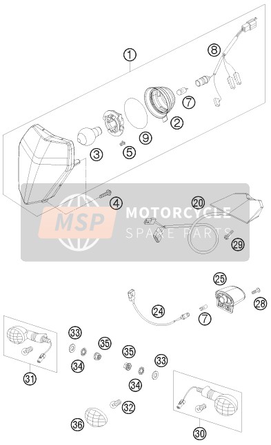 KTM 250 EXC-F FACTORY EDIT. Europe 2011 Lighting System for a 2011 KTM 250 EXC-F FACTORY EDIT. Europe