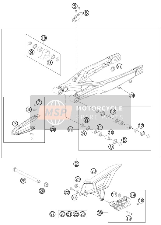 KTM 250 EXC-F FACTORY EDIT. Europe 2011 Swing Arm for a 2011 KTM 250 EXC-F FACTORY EDIT. Europe