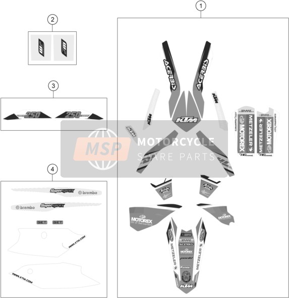 78108296300, Decal Rear Part 250 EXC-F 15, KTM, 0