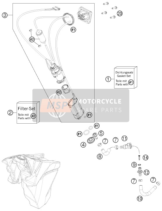 KTM 250 EXC-F FACTORY EDITION Europe 2015 Pompe à carburant pour un 2015 KTM 250 EXC-F FACTORY EDITION Europe